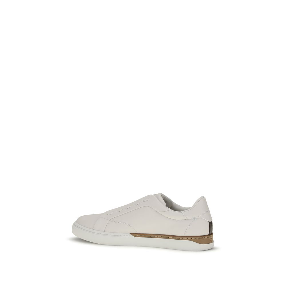 Fendi Weiße Low-Top-Sneaker aus Kalbsleder Bos Taurus