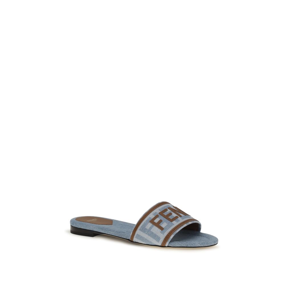 Fendi Blaue Sandalen aus Baumwolle