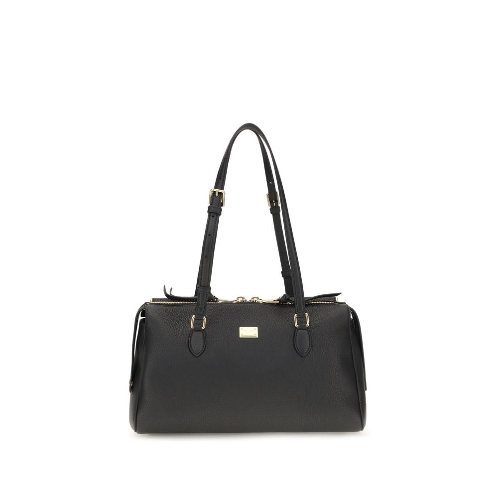 Dolce & Gabbana Schwarze Bos Taurus Kalbsleder Schultertasche