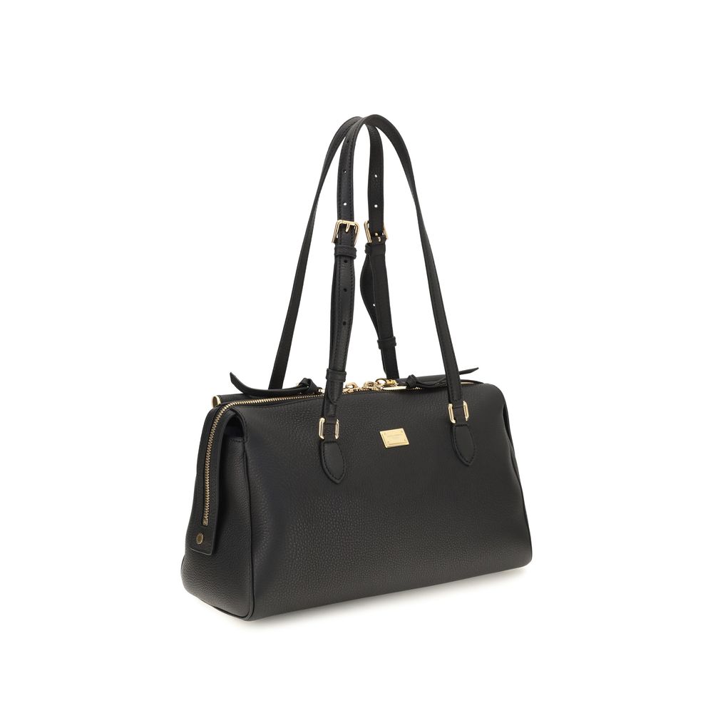 Dolce & Gabbana Schwarze Bos Taurus Kalbsleder Schultertasche