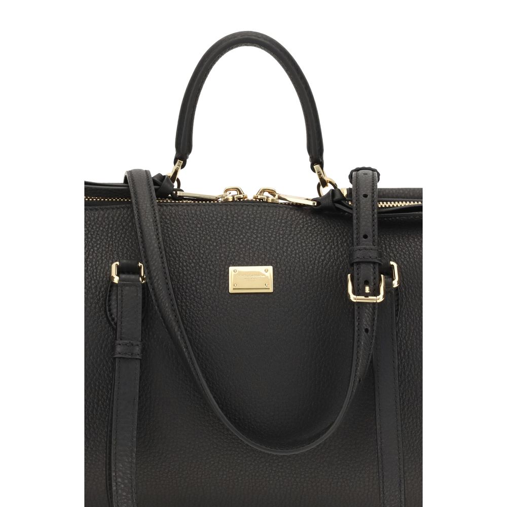 Dolce & Gabbana Schwarze Bos Taurus Kalbsleder Schultertasche