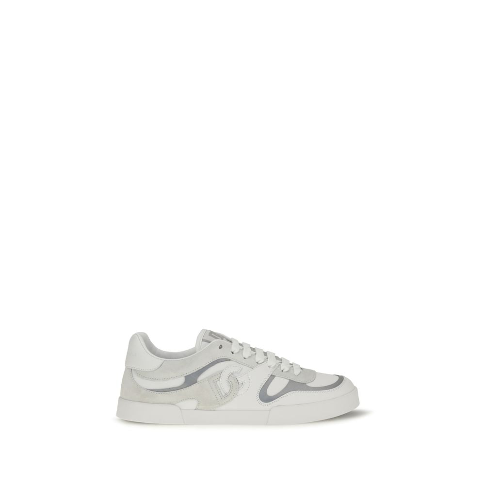 Dolce & Gabbana Weiße Low-Top-Sneaker aus Kalbsleder Bos Taurus