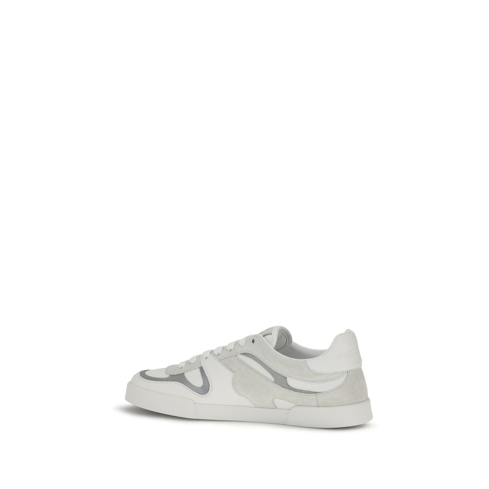 Dolce & Gabbana Weiße Low-Top-Sneaker aus Kalbsleder Bos Taurus
