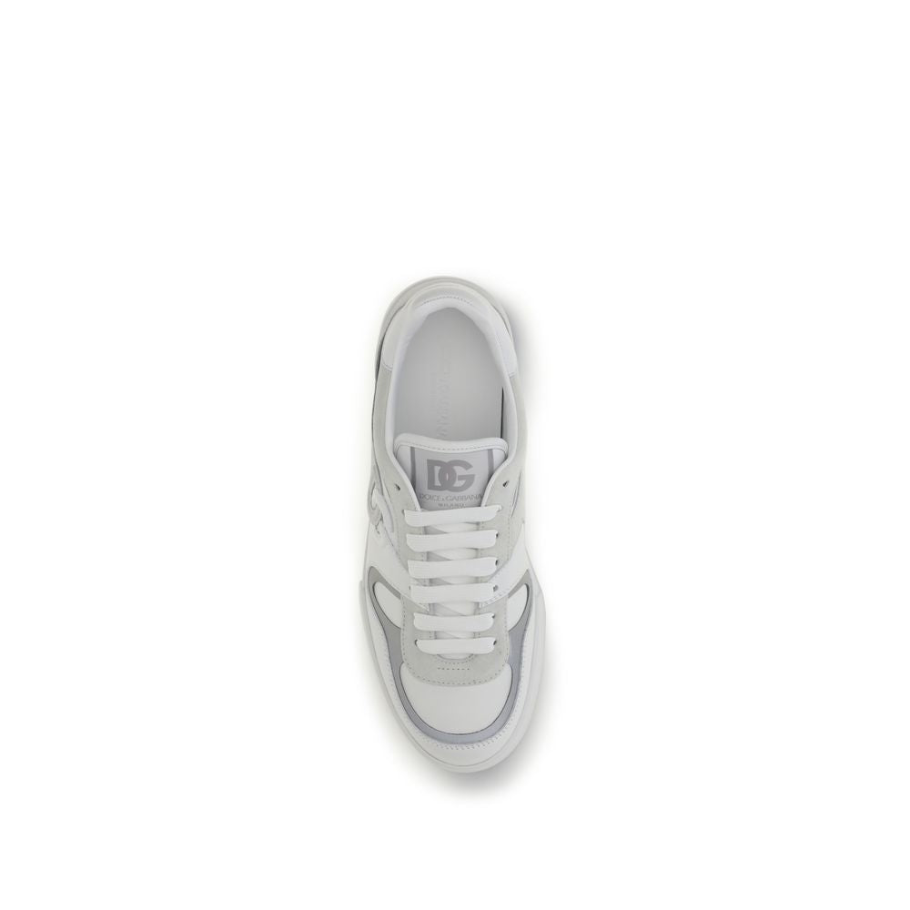Dolce & Gabbana Weiße Low-Top-Sneaker aus Kalbsleder Bos Taurus