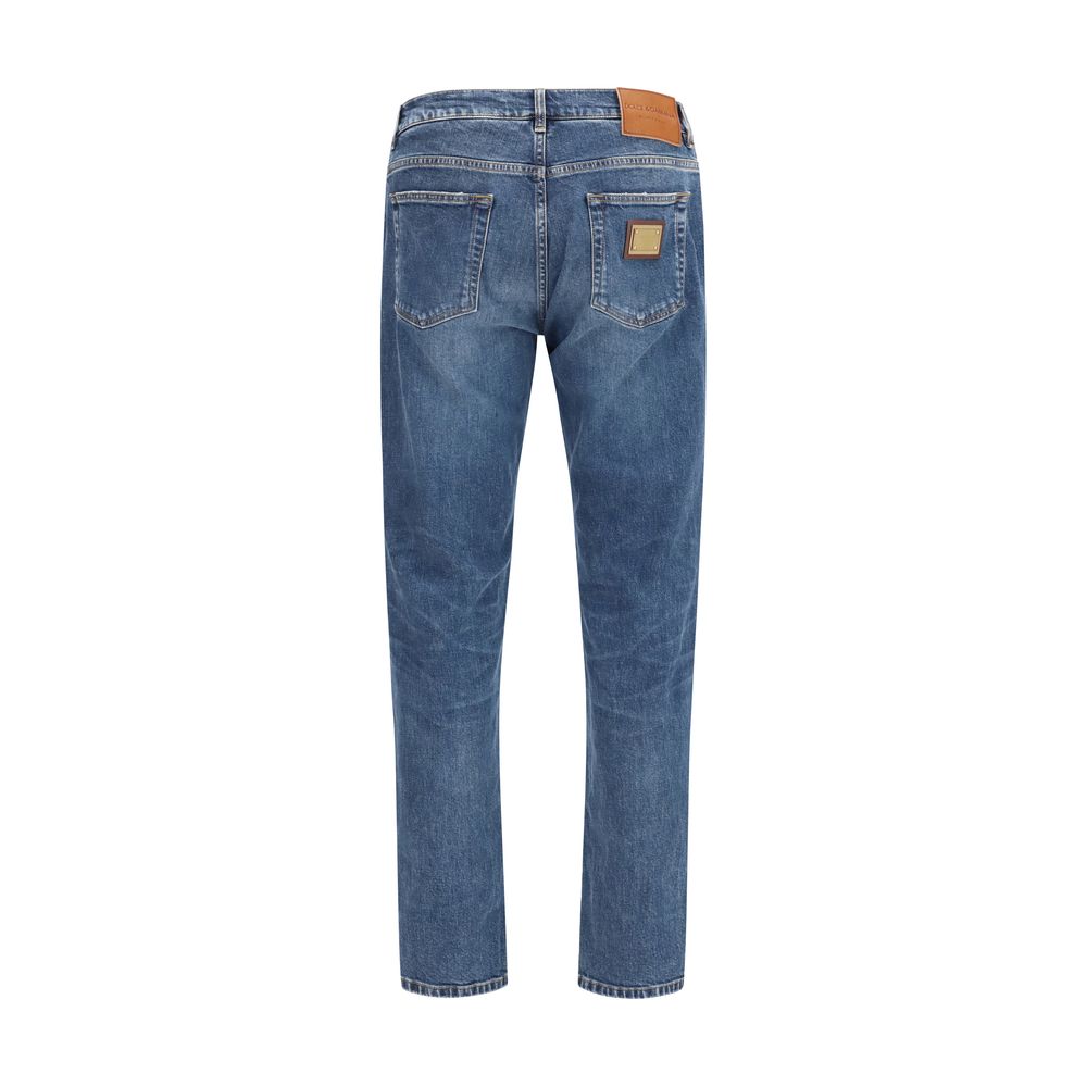 Dolce & Gabbana Blaue Jeans aus Baumwolle im geraden Schnitt