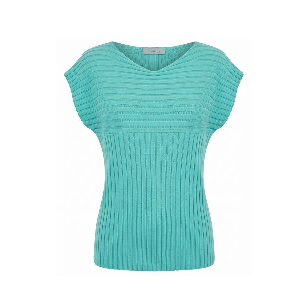 Malo Hellblauer Damenpullover aus Baumwolle