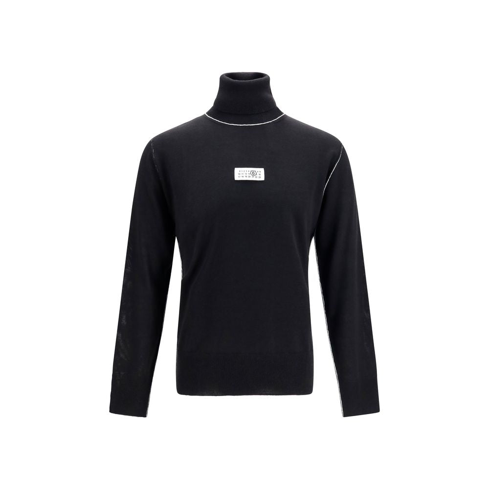 MM6 Schwarzer Wollpullover Aries Turtleneck
