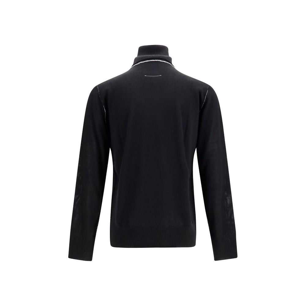 MM6 Schwarzer Wollpullover Aries Turtleneck