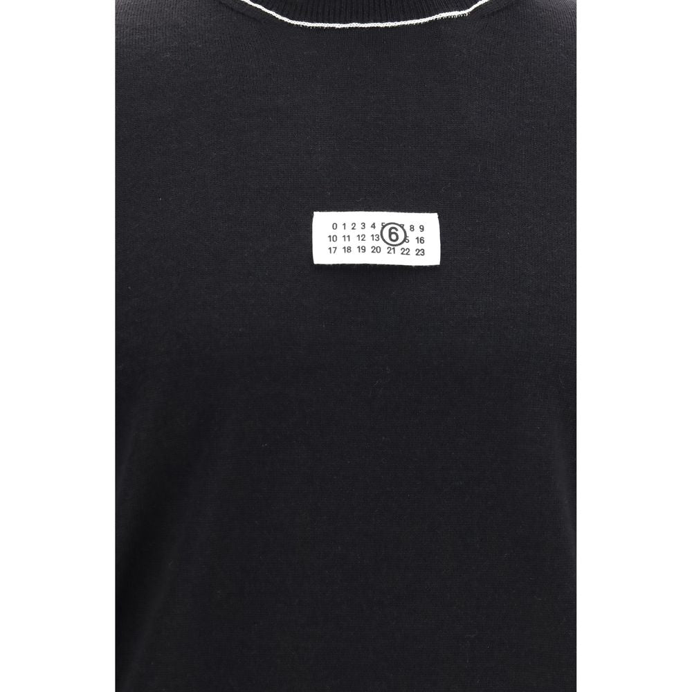 MM6 Schwarzer Wollpullover Aries Turtleneck