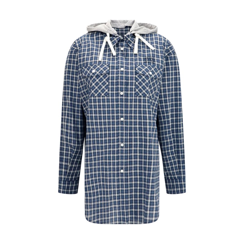 Miu Miu Blaues Baumwollhemd mit Muster