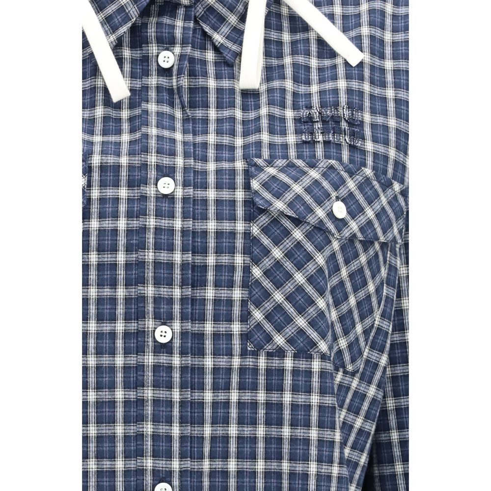 Miu Miu Blaues Baumwollhemd mit Muster