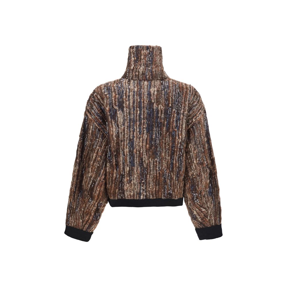 Brunello Cucinelli Brauner Mohair-Mantel in voller Länge