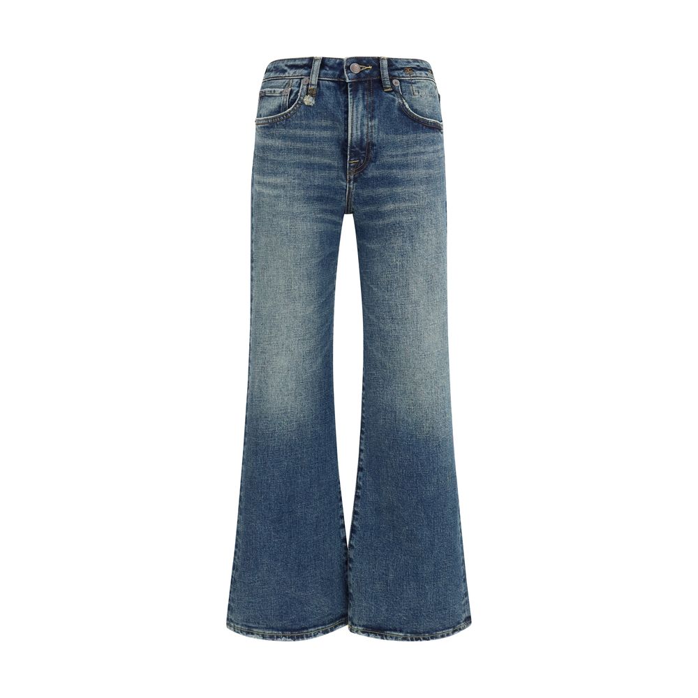 R13 Blaue Baumwoll-Jeans mit ausgestelltem Bein
