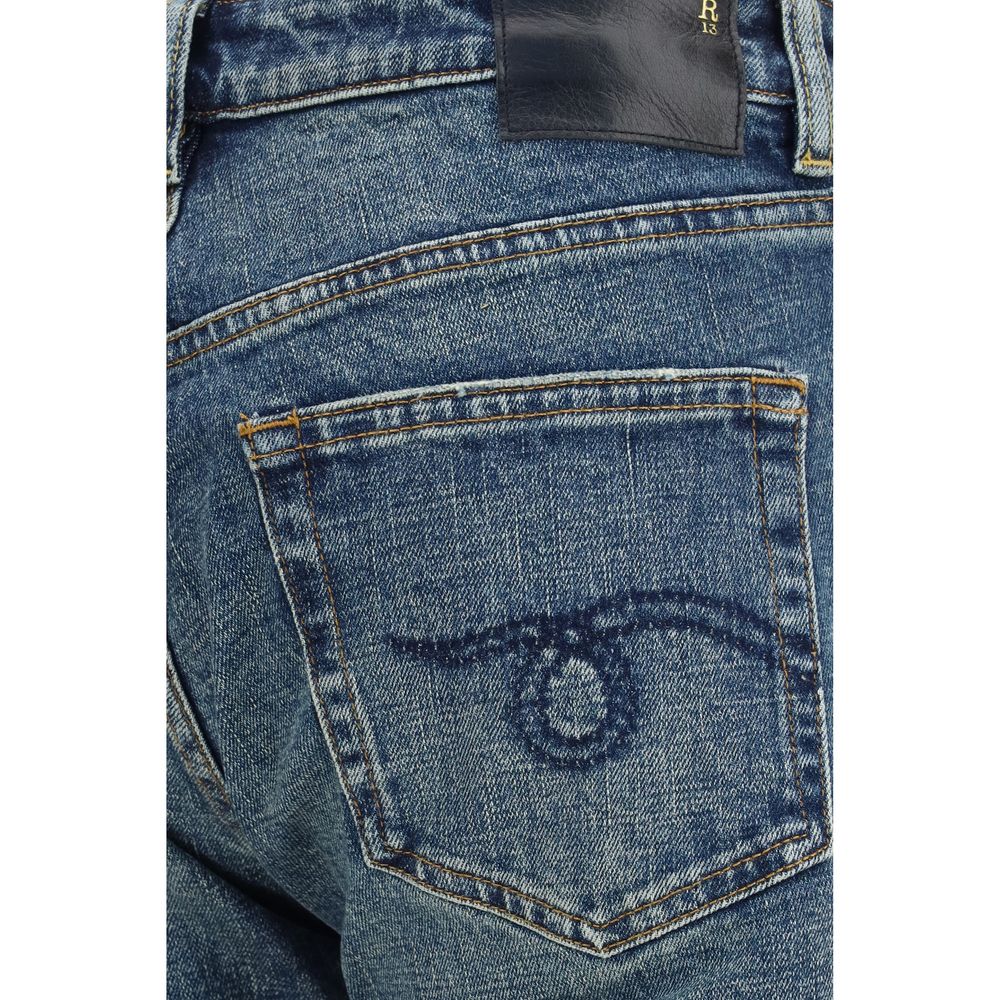 R13 Blaue Baumwoll-Jeans mit ausgestelltem Bein