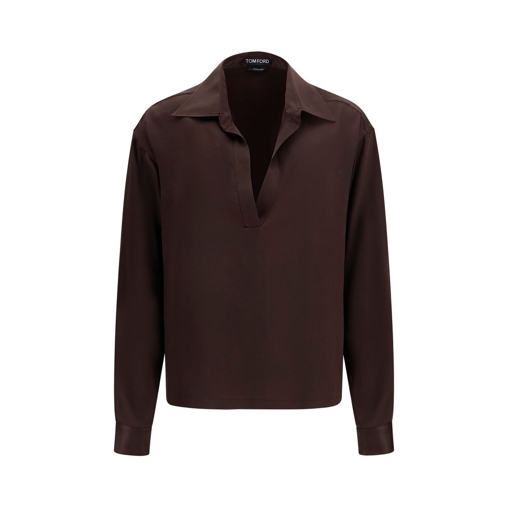 Tom Ford Braunes Seidenhemd