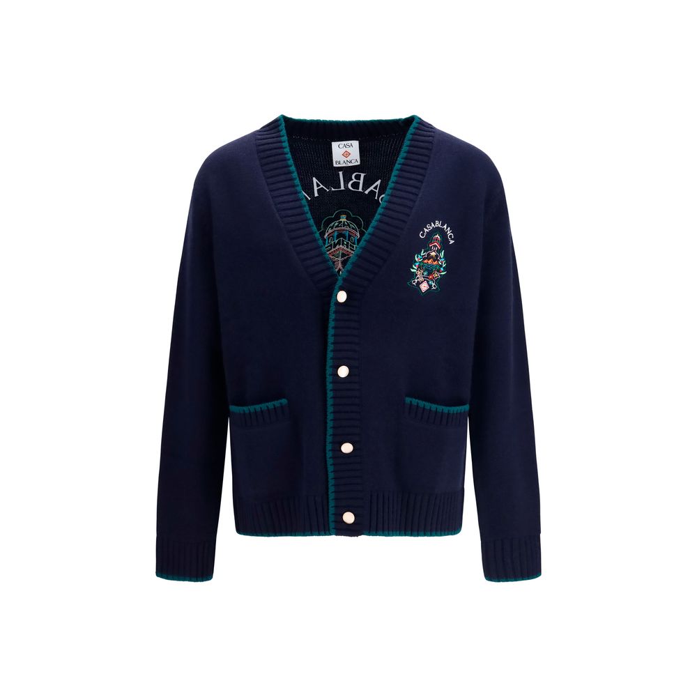 Casablanca Blauer Wollcardigan Oves Aries
