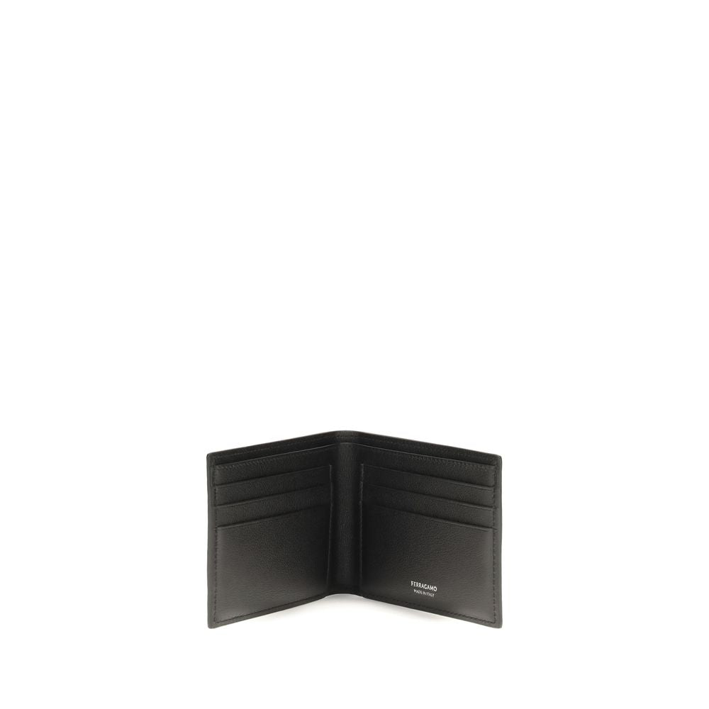 Ferragamo Schwarzes Kalbsleder Bos Taurus Portemonnaie