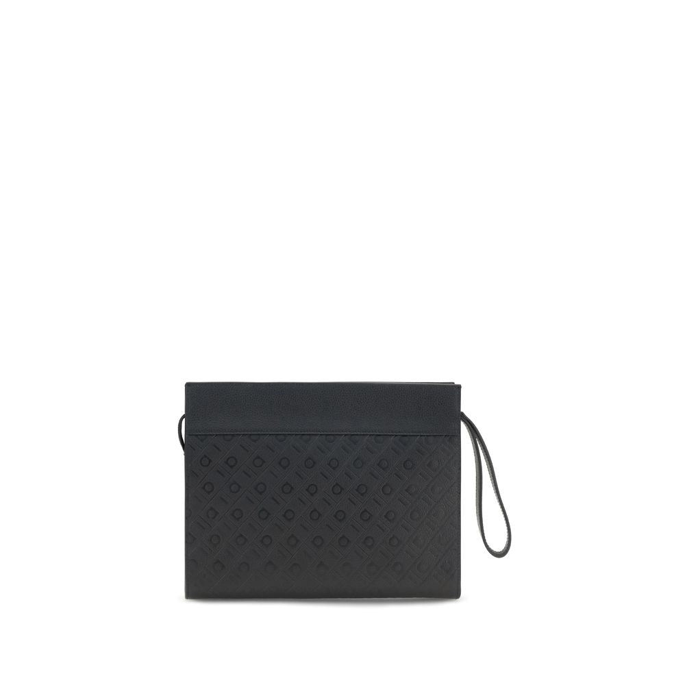 Ferragamo Schwarze Bos Taurus Kalbsleder Schultertasche