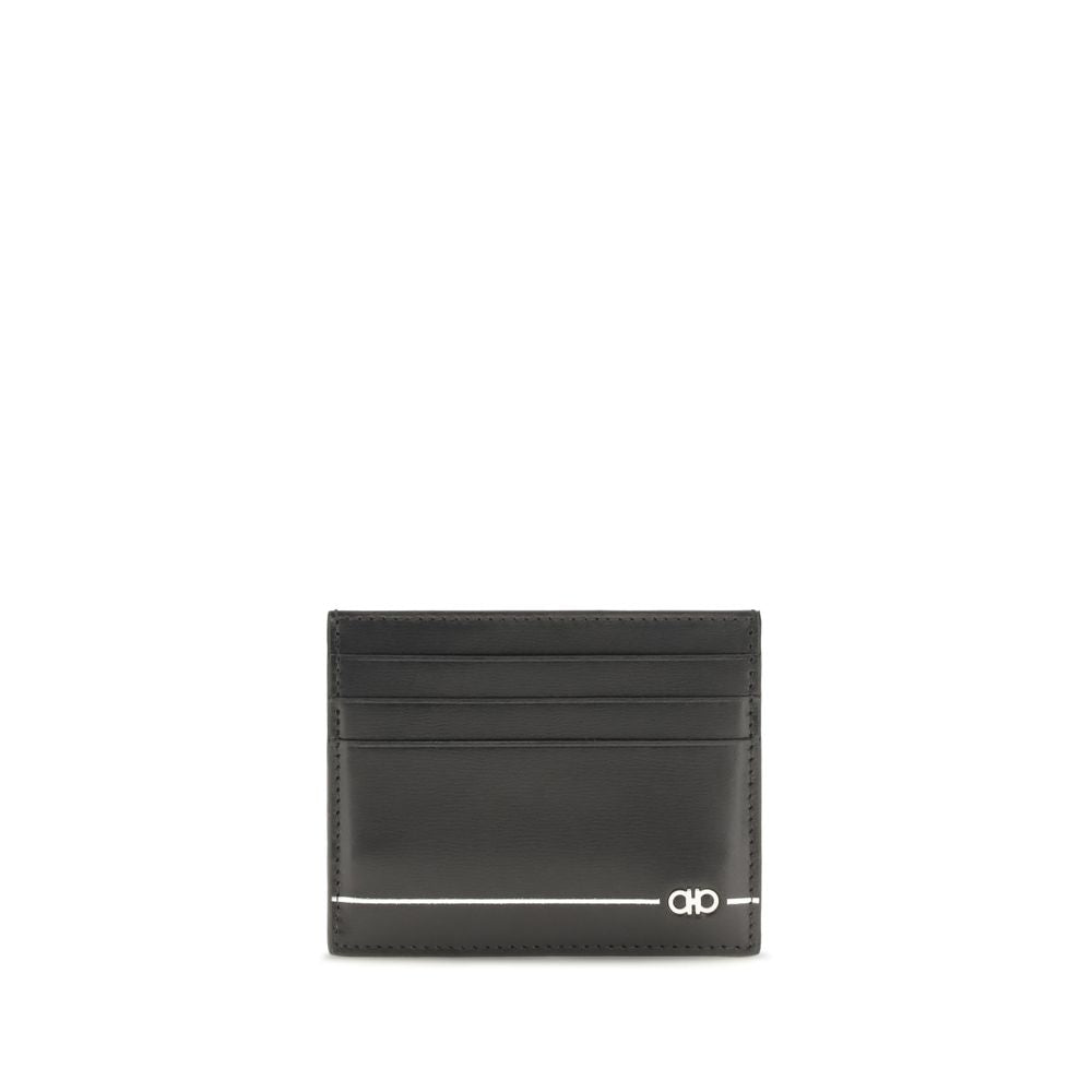 Ferragamo Schwarzes Kalbsleder Bos Taurus Portemonnaie