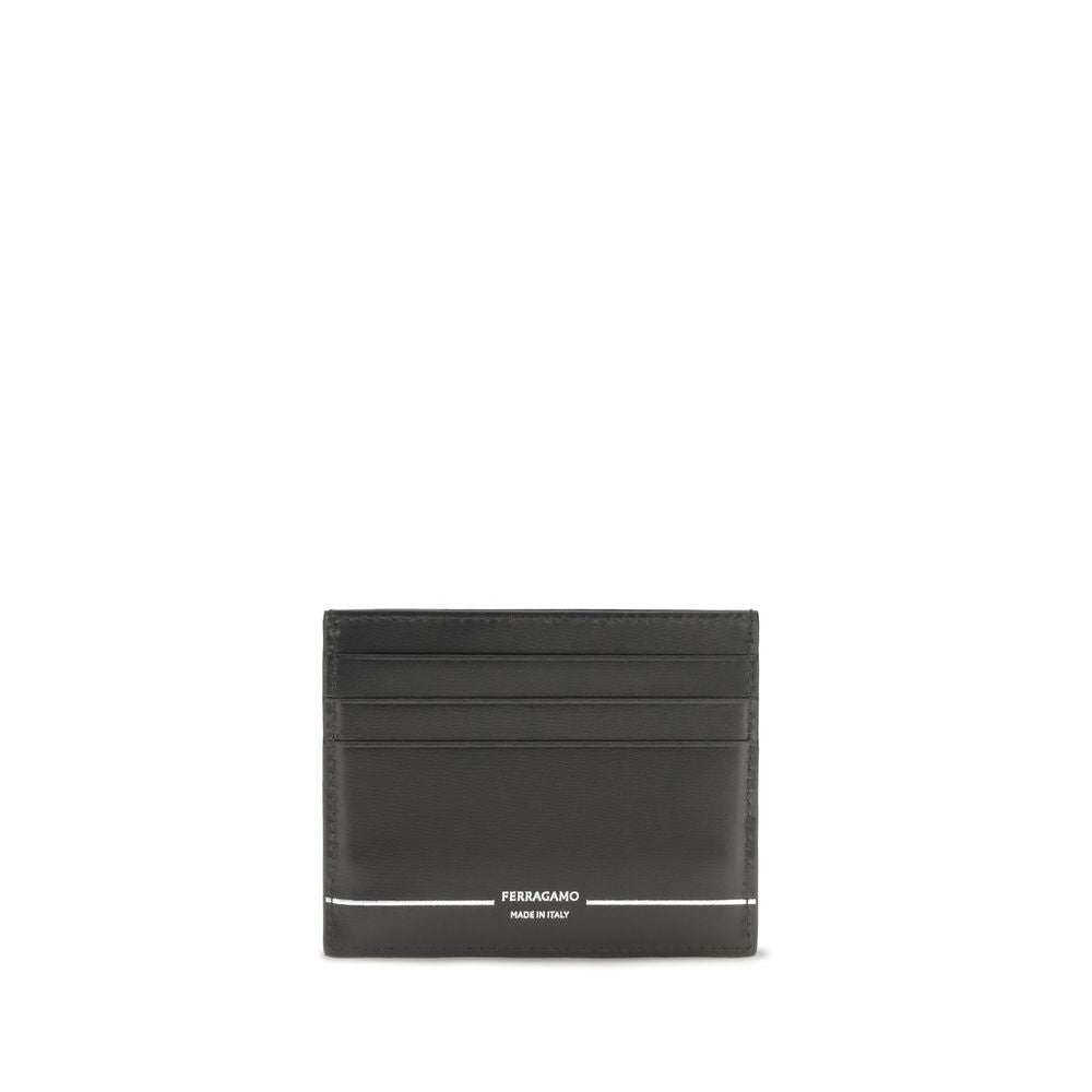 Ferragamo Schwarzes Kalbsleder Bos Taurus Portemonnaie