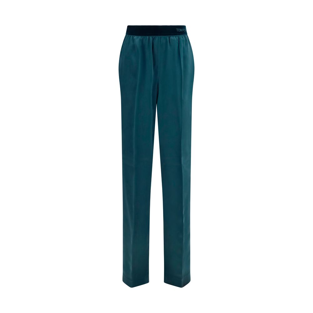 Tom Ford Blaue Seidenhose für die Freizeit