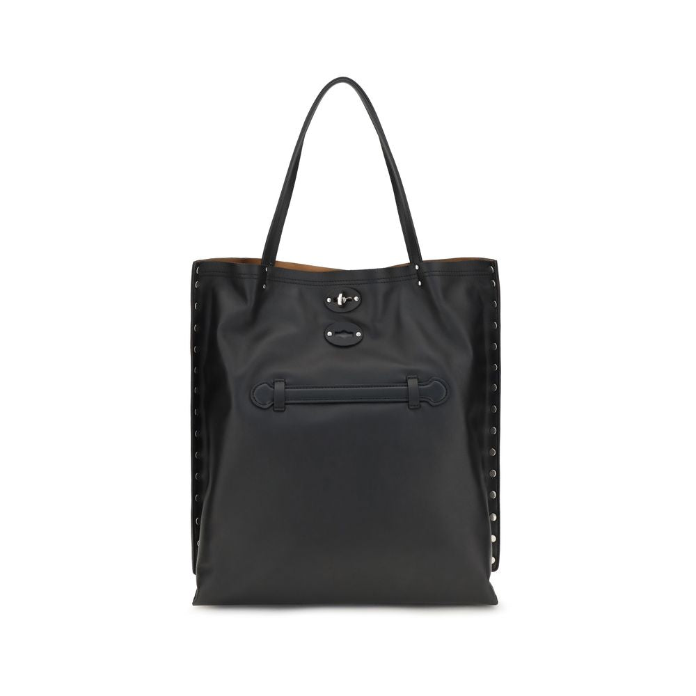 Zanellato Schwarze Bos Taurus Kalbsleder Schultertasche