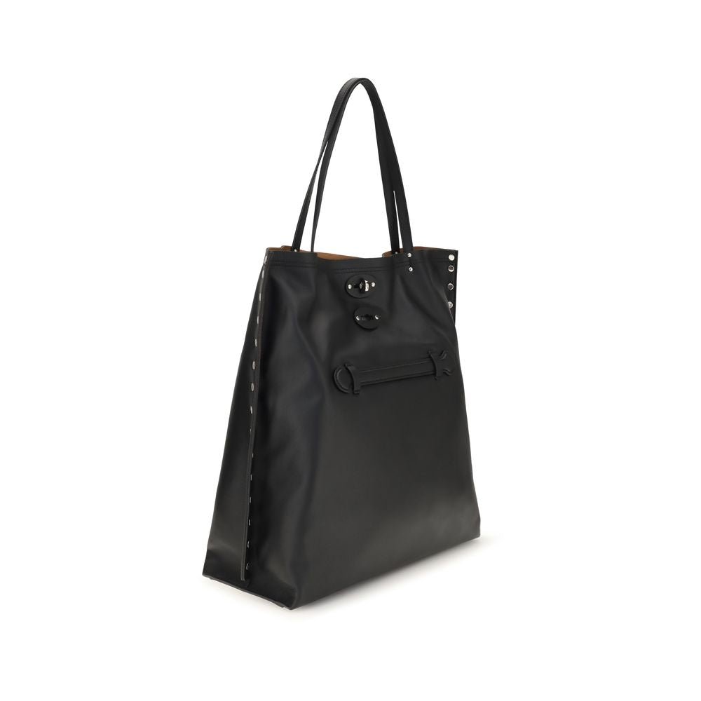 Zanellato Schwarze Bos Taurus Kalbsleder Schultertasche