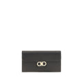 Ferragamo Schwarzes Kalbsleder Bos Taurus Portemonnaie