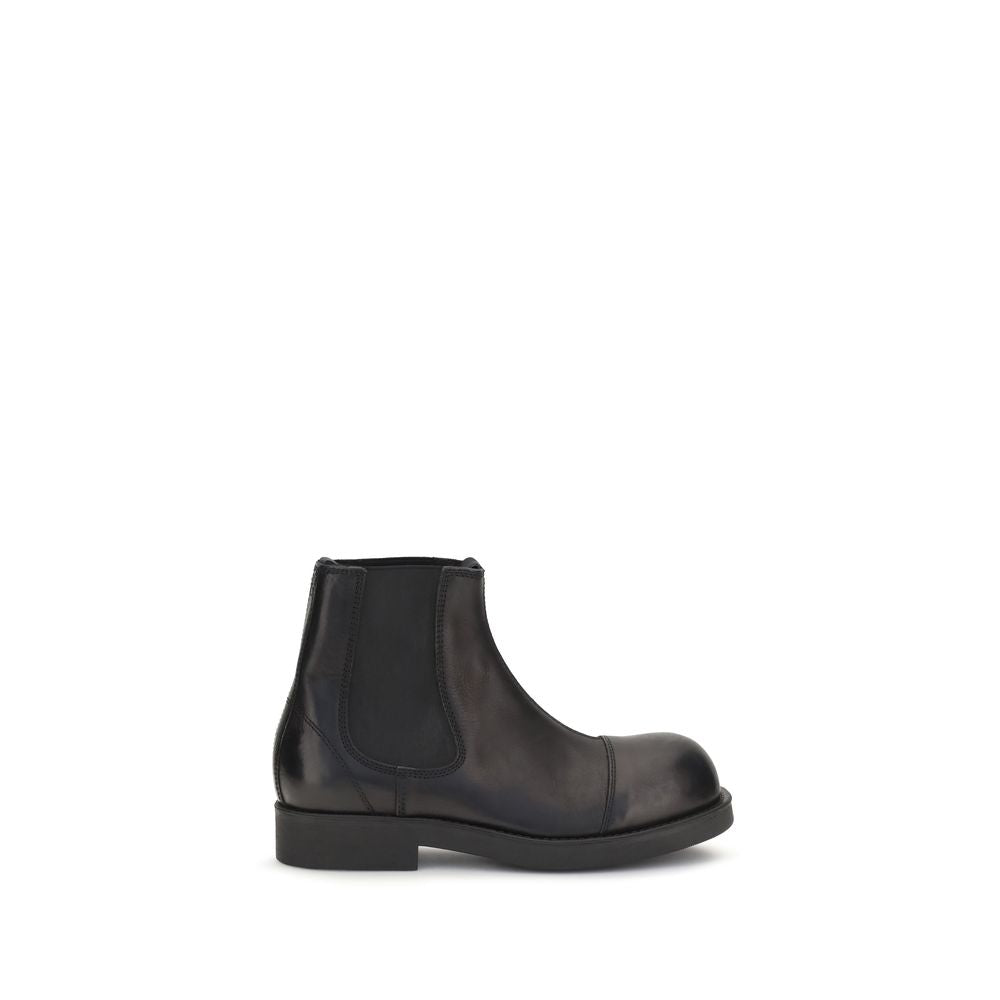 MM6 Schwarze Kalbshaut-Stiefeletten im Chelsea-Stil aus Bos Taurus-Leder
