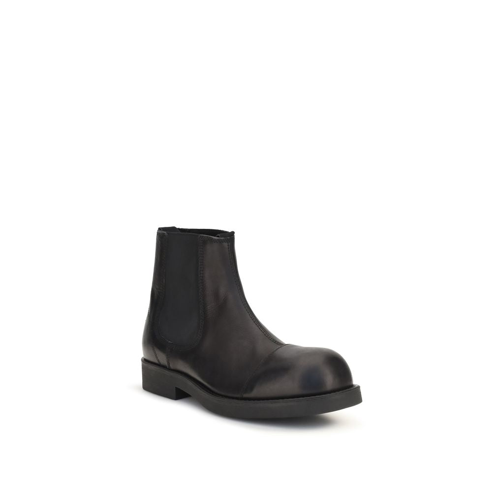 MM6 Schwarze Kalbshaut-Stiefeletten im Chelsea-Stil aus Bos Taurus-Leder