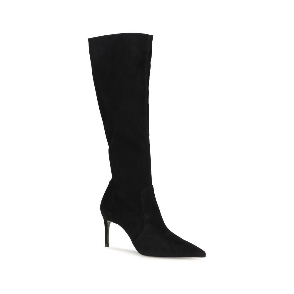Stuart Weitzman Schwarze Bos Taurus Kalbsleder-Stiefel