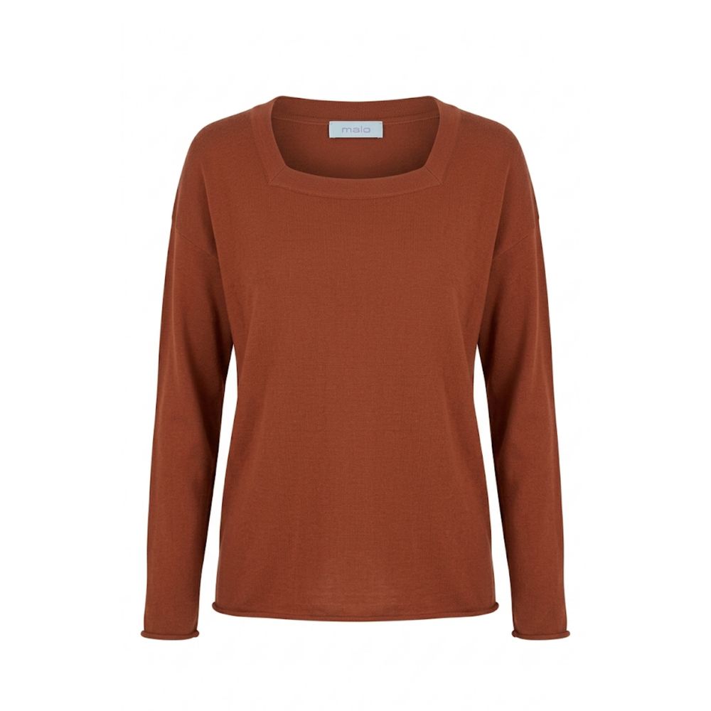 Malo Brauner Baumwollpullover für Damen