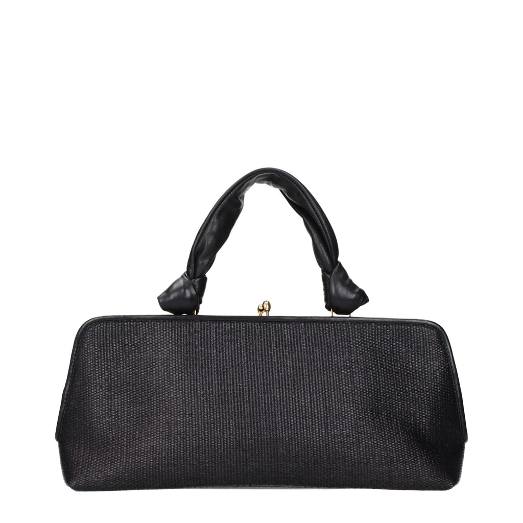 Jil Sander Schwarze Raffia-Handtasche