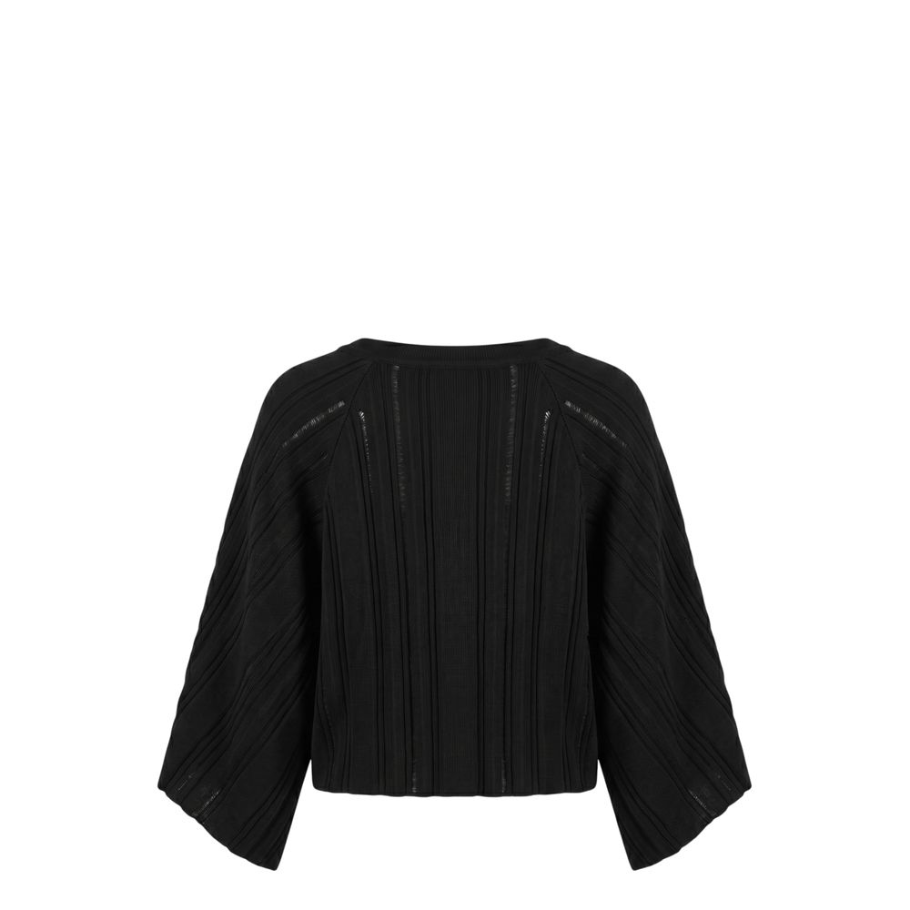 Malo Schwarzer Damen-Strickpullover aus Baumwolle