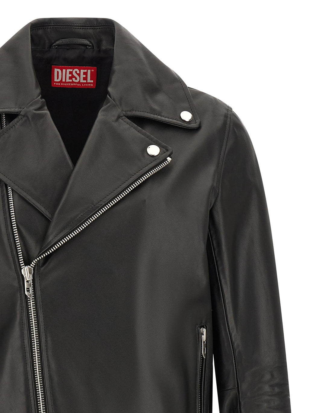 Diesel Schwarze Lederjacke aus Rindsleder
