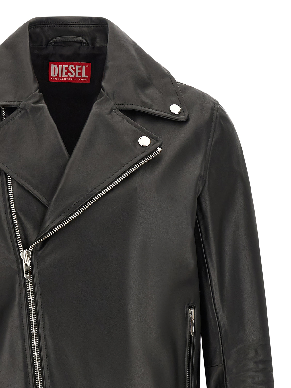 Diesel Schwarze Lederjacke aus Rindsleder