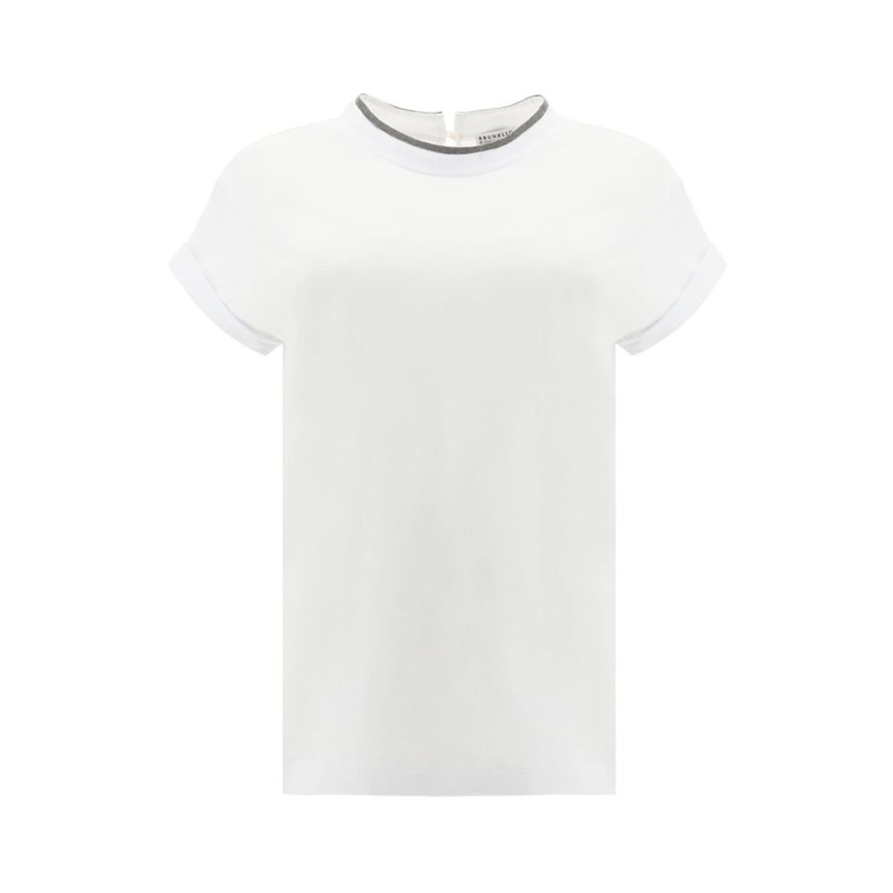 Brunello Cucinelli Weißes T-Shirt aus Elasthan