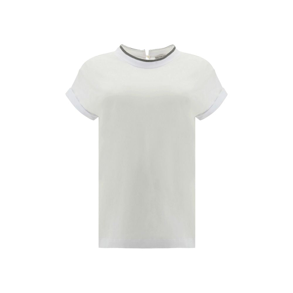 Brunello Cucinelli Weißes T-Shirt aus Elasthan