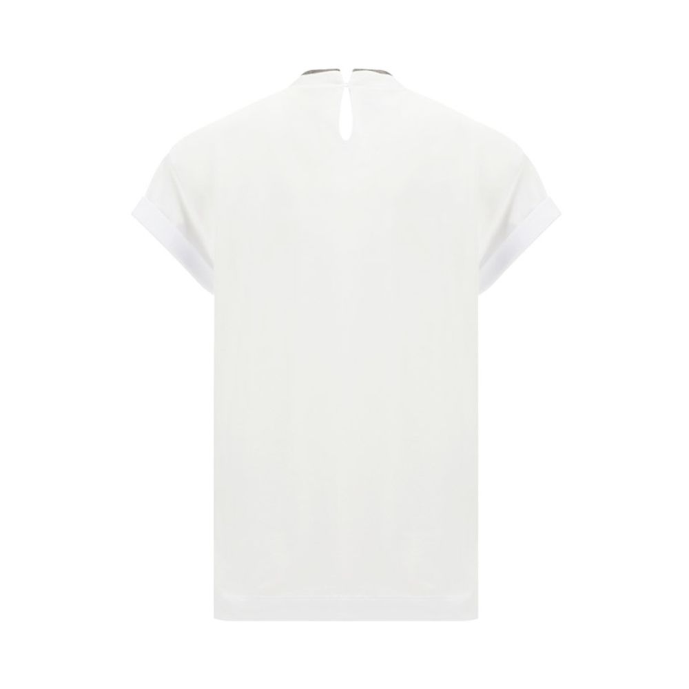 Brunello Cucinelli Weißes T-Shirt aus Elasthan