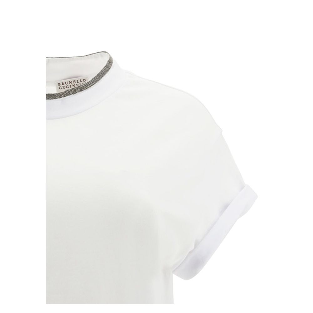 Brunello Cucinelli Weißes T-Shirt aus Elasthan