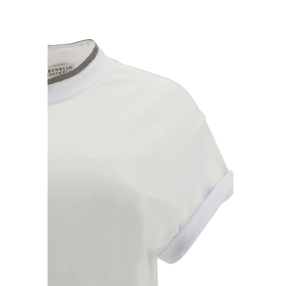 Brunello Cucinelli Weißes T-Shirt aus Elasthan