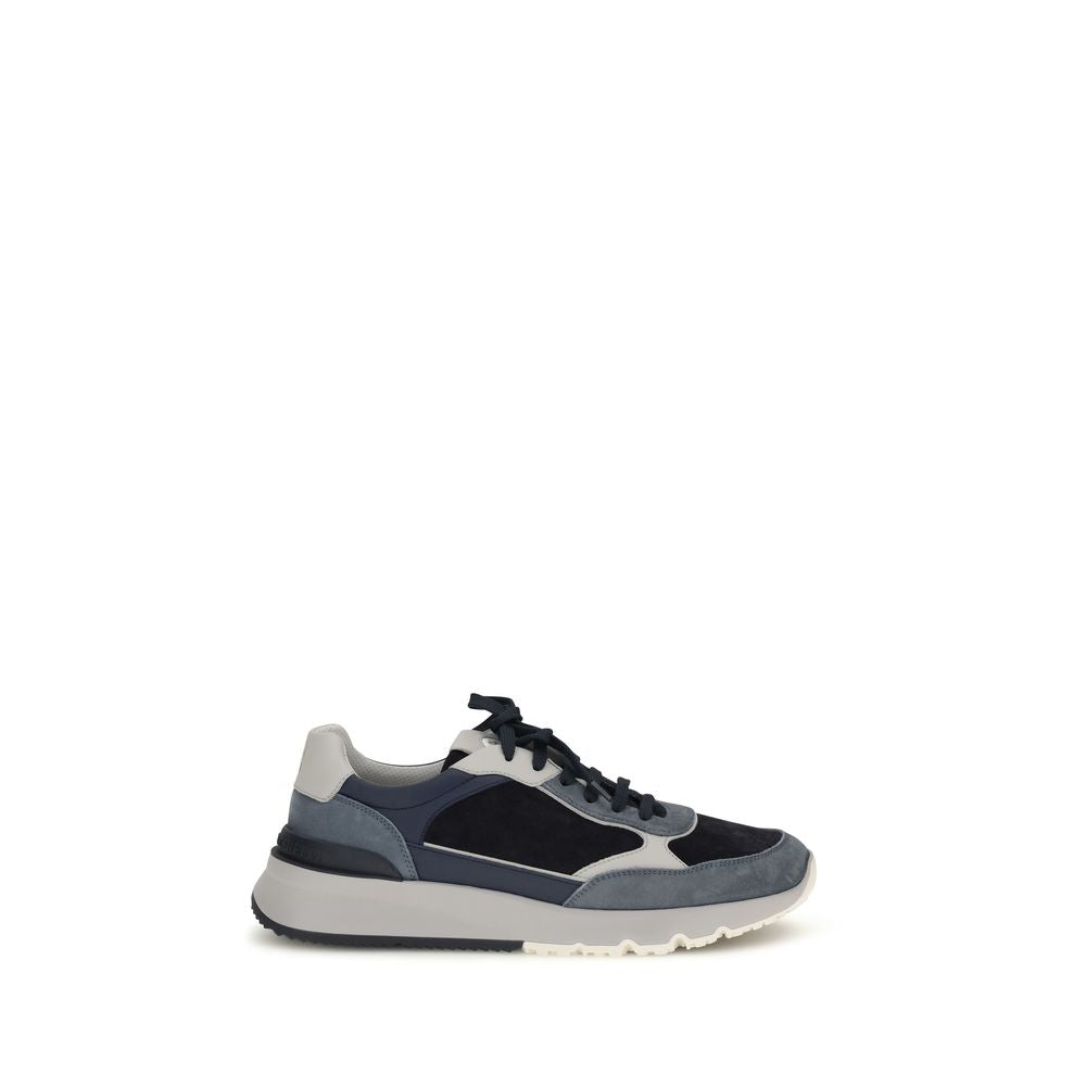 Brunello Cucinelli Blaue Kalbsleder Bos Taurus Sportschuhe