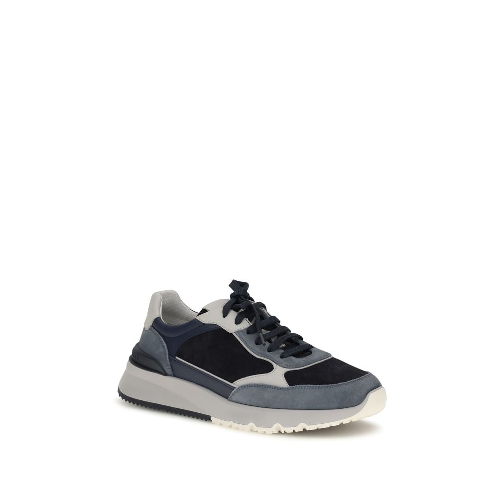 Brunello Cucinelli Blaue Kalbsleder Bos Taurus Sportschuhe