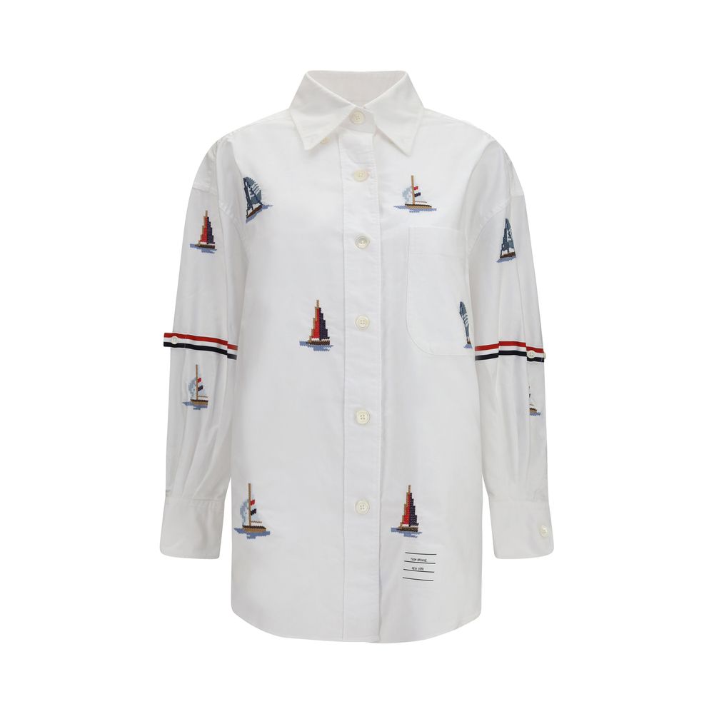 Thom Browne Weißes Baumwollhemd mit Muster