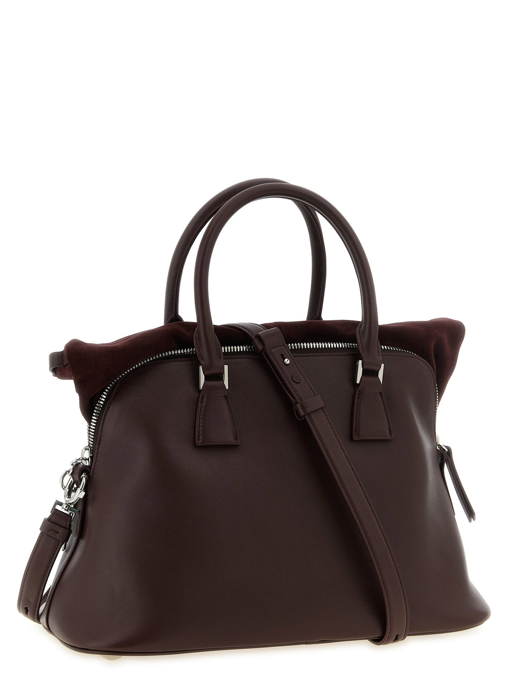 Maison Margiela Schultertasche aus bordeauxrotem Kalbsleder