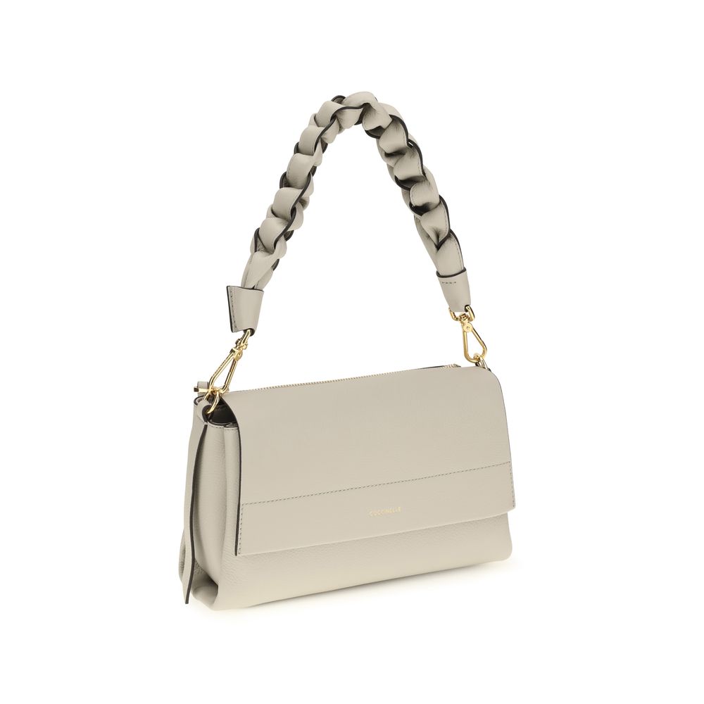 Coccinelle Beige Kalbsleder Bos Taurus Schultertasche