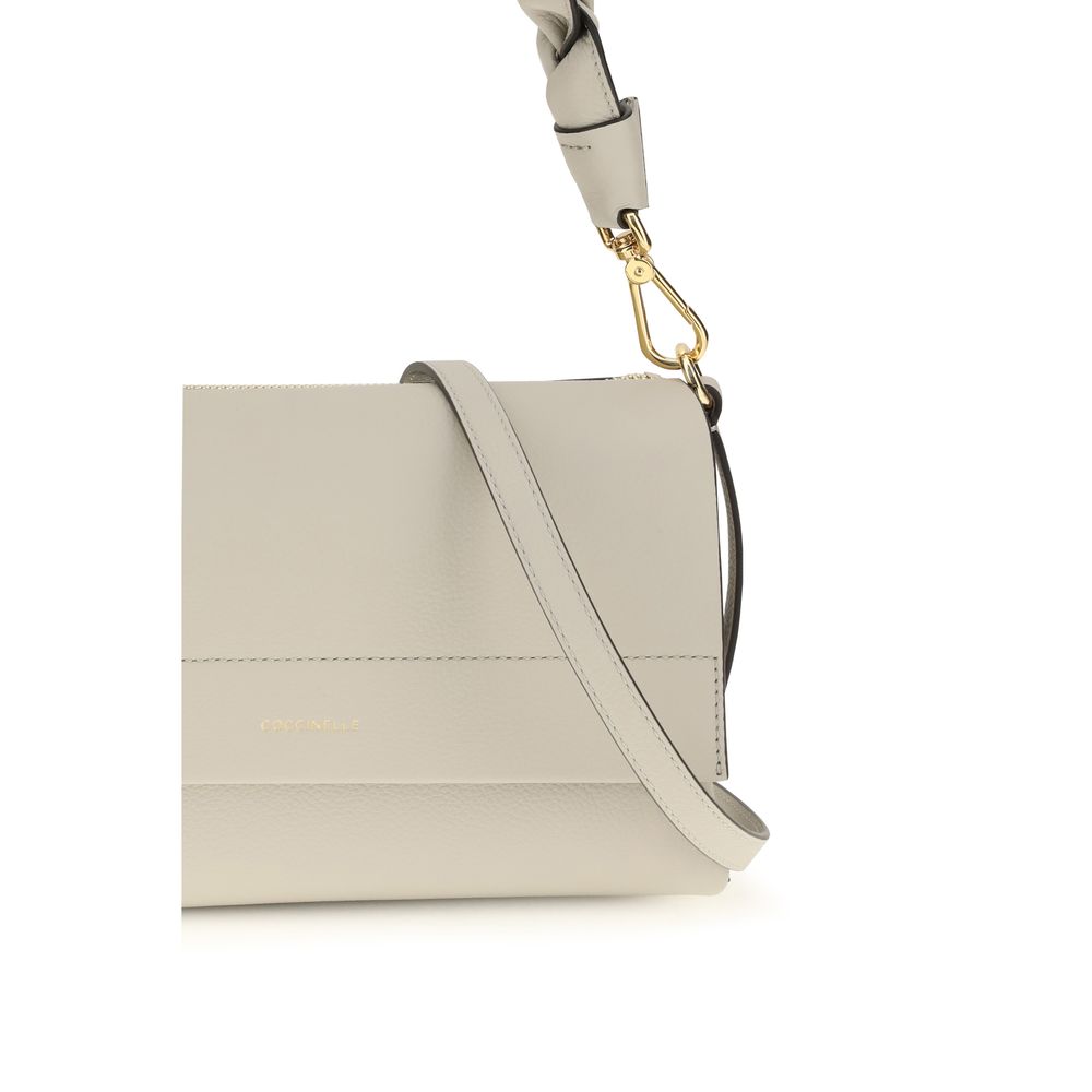 Coccinelle Beige Kalbsleder Bos Taurus Schultertasche