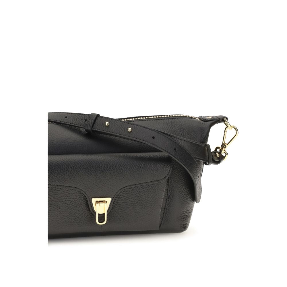 Coccinelle Schwarze Bos Taurus Kalbsleder Schultertasche