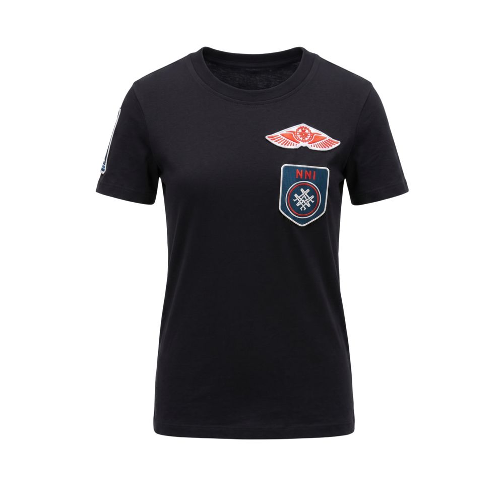 Mr&Mrs Italy Schwarzes Baumwoll-T-Shirt für Damen