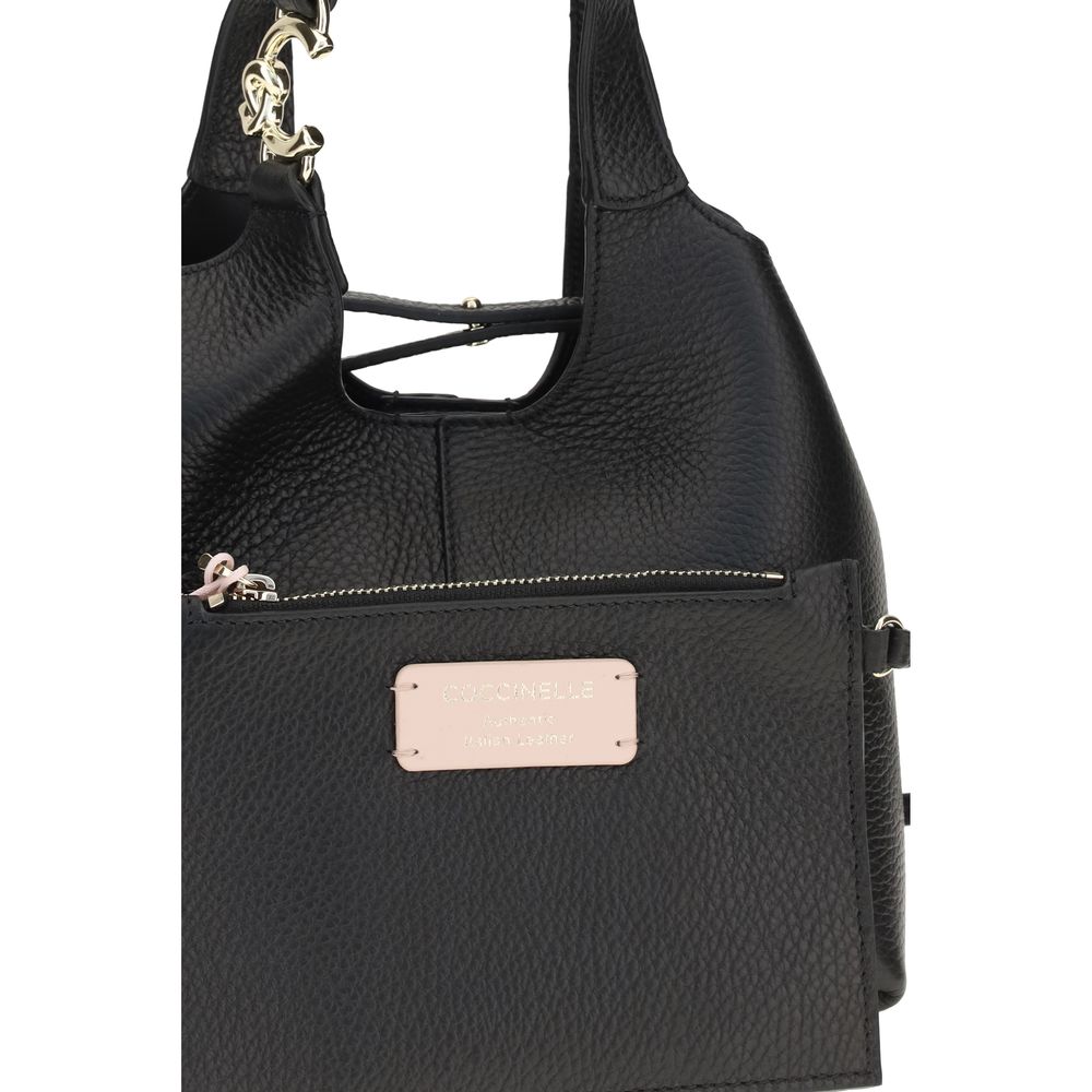 Coccinelle Schwarze Bos Taurus Kalbsleder Schultertasche